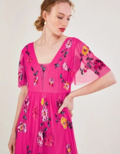 MONSOON Faye Embellished Maxi Dress In Recycled Polyester Pink -Amour Fashion 24 34320710 5