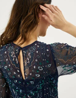 MONSOON Lily Embellished Maxi Dress In Recycled Polyester Blue -Amour Fashion 24 34320961 5