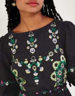 MONSOON Embroidered Tiered Dress Black -Amour Fashion 24 54023601 4