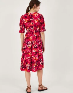 MONSOON Braided Neckline Print Midi Dress In LENZING™ ECOVERO™ Red -Amour Fashion 24 54033209 3