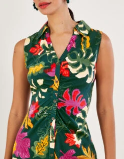 MONSOON Lorena Floral Print Collar Dress Green -Amour Fashion 24 54072107 4