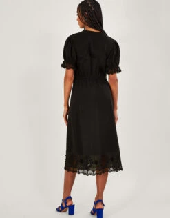 MONSOON Jersey Crochet Trim Midi Dress Black -Amour Fashion 24 54072201 3