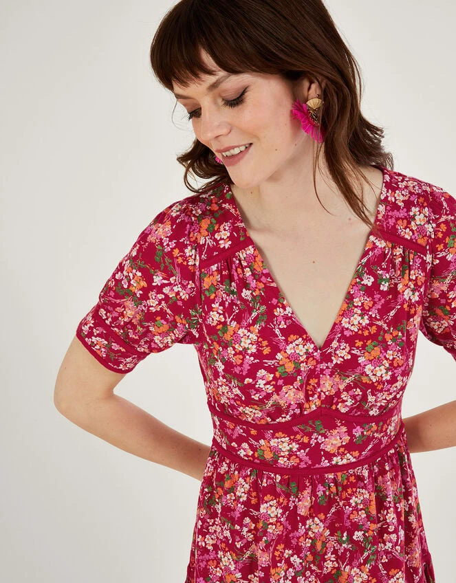 MONSOON Ditsy Floral Midi Dress Red 6 MONSOON Ditsy Floral Midi Dress Red - Image 4