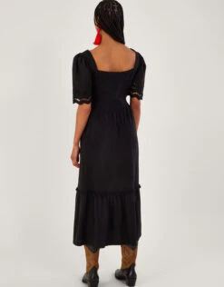 MONSOON Broderie Trim Midi Dress Black -Amour Fashion 24 54074201 3
