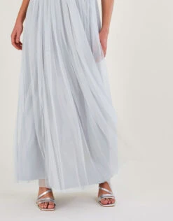 MONSOON Anne Mesh Maxi Dress In Recycled Polyester Silver -Amour Fashion 24 54081211 5