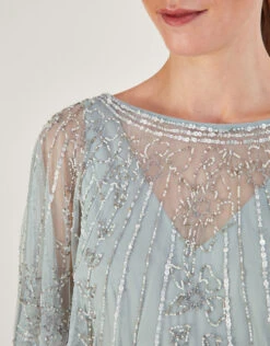 MONSOON Elizabeth Embellished Shorter Length Maxi Dress In Recycled Polyester Green -Amour Fashion 24 54083507 5