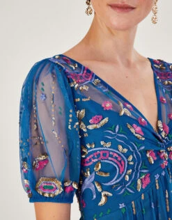 MONSOON Tilly Embellished Maxi Dress In Recycled Polyester Blue 10 MONSOON Tilly Embellished Maxi Dress In Recycled Polyester Blue -Amour Fashion 24 54085332 5