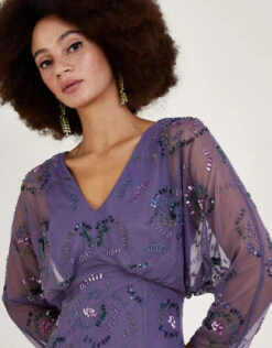 MONSOON Peggy Embellished Maxi Dress In Recycled Polyester Purple -Amour Fashion 24 54085804 2