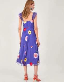 MONSOON Micaela Floral Embellished Midi Dress Blue -Amour Fashion 24 54088102 3