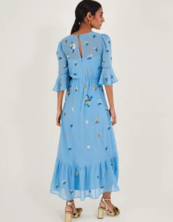 MONSOON Daniella Embellished Wrap Dress In Recycled Polyester Blue -Amour Fashion 24 54088202 3