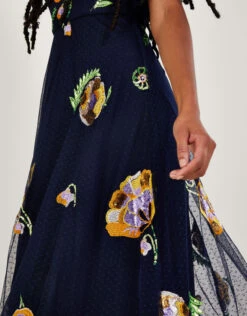 MONSOON Claudia Embellished Midi Dress Blue -Amour Fashion 24 54088961 4