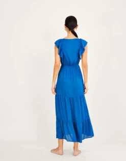MONSOON Frill Collar Plain Midi Dress In LENZING™ ECOVERO™ Blue -Amour Fashion 24 54145332 3