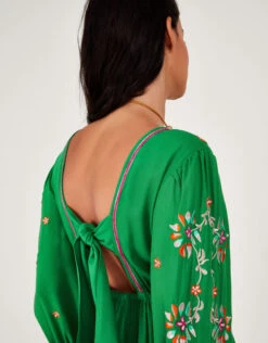 MONSOON Embroidered Maxi Kaftan Dress In LENZING™ ECOVERO™ Green -Amour Fashion 24 54150207 3