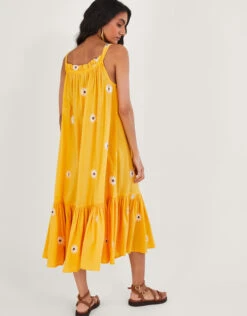 MONSOON Sunflower Embroidered Halter Midi Dress Yellow -Amour Fashion 24 54154714 3