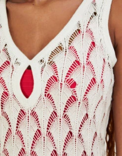 MONSOON Pointelle Stitch Beach Midi Dress Ivory 12 MONSOON Pointelle Stitch Beach Midi Dress Ivory -Amour Fashion 24 54187946 4