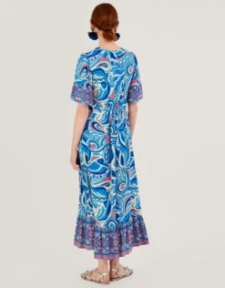 MONSOON Raegan Contrast Print Dress With LENZING™ ECOVERO™ Blue -Amour Fashion 24 54280302 3