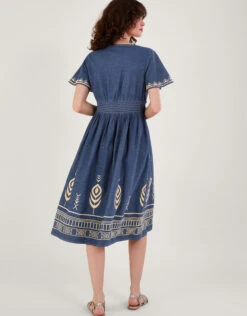 MONSOON Peacock Feather Dress Blue -Amour Fashion 24 54282839 3