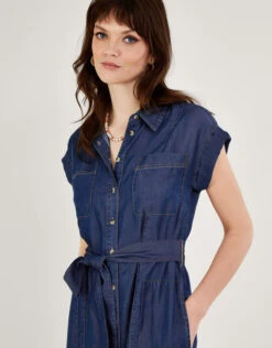 MONSOON Denim Shirt Dress Blue -Amour Fashion 24 54283139 4