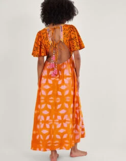 MONSOON Print Kaftan Dress In LENZING™ ECOVERO™ Orange -Amour Fashion 24 54283234 3