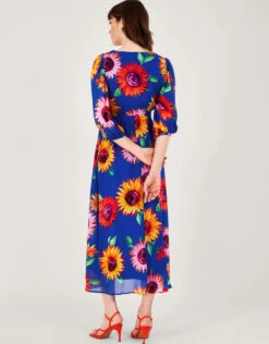 MONSOON Francesca Floral Print Wrap Dress In Sustainable Viscose Blue -Amour Fashion 24 54286132 3