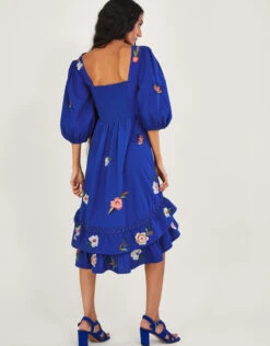 MONSOON Ellie Embroidered Tiered Hem Dress Blue -Amour Fashion 24 54286332 3