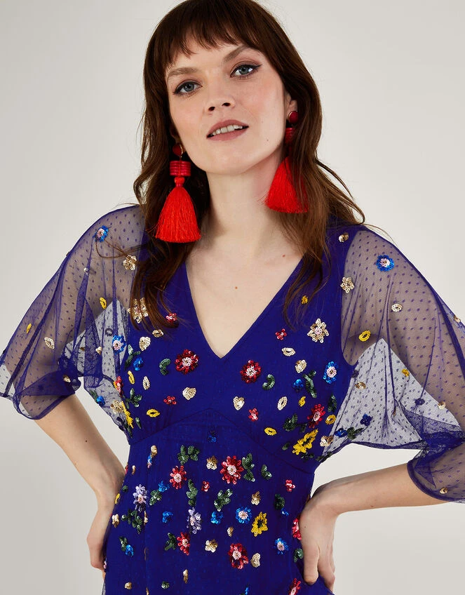 MONSOON Stephanie Embellished Dress Blue 6 MONSOON Stephanie Embellished Dress Blue - Image 4