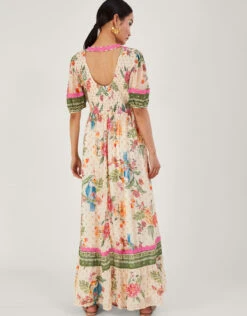 MONSOON Uma Metallic Floral Print Maxi Dress Ivory -Amour Fashion 24 54288246 3