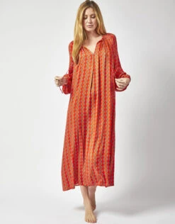 DEEBA Oozie Print Dress Orange -Amour Fashion 24 54292515 4