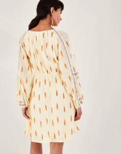 MONSOON Aztec Print And Embroidered Short Dress Ivory -Amour Fashion 24 54294446 3