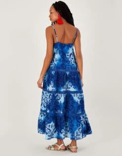 MONSOON Tile Batik Print Cami Midi Dress Blue -Amour Fashion 24 54297602 3