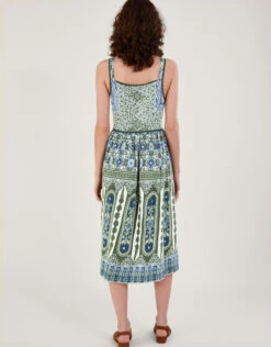 MONSOON Heritage Print Lace Trim Dress Green -Amour Fashion 24 54312699 3