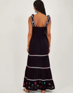 MONSOON Wide Strap Motif Embroidered Maxi Cami Dress Black -Amour Fashion 24 54315801 3