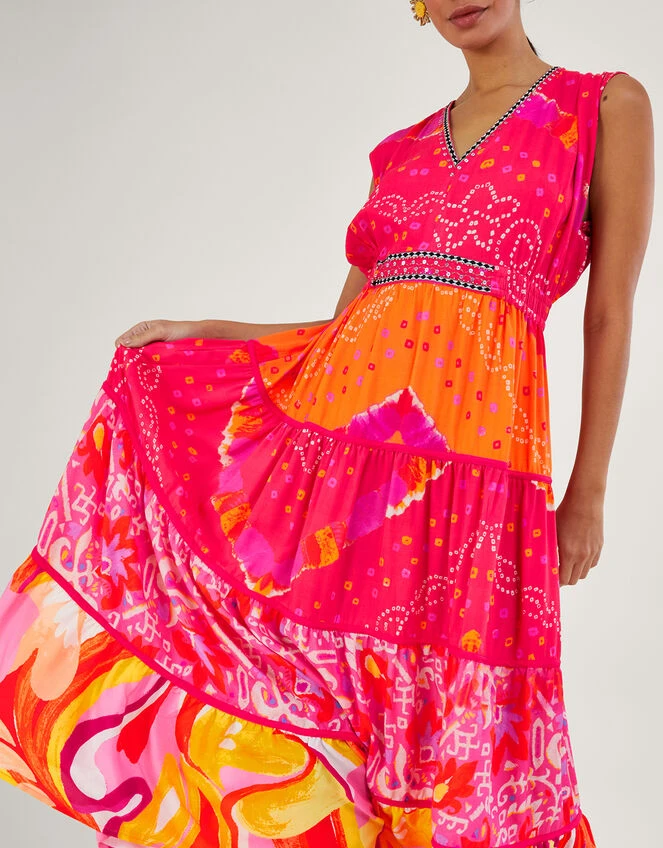 MONSOON Bandhani Contrast Print Midi Dress In LENZING™ ECOVERO™ Red 6 MONSOON Bandhani Contrast Print Midi Dress In LENZING™ ECOVERO™ Red - Image 4