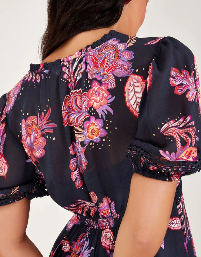 MONSOON Finn Hanky Hem Dress In Sustainable Viscose Blue 5 MONSOON Finn Hanky Hem Dress In Sustainable Viscose Blue - Image 3