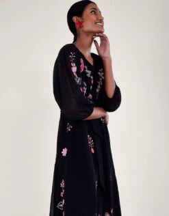 MONSOON Tina Embroidered Wrap Dress Black -Amour Fashion 24 64021301 3
