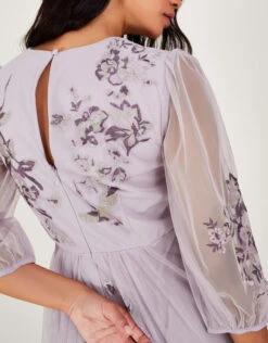 MONSOON Karen Embroidered Dress In Recycled Polyester Purple -Amour Fashion 24 64027294 3