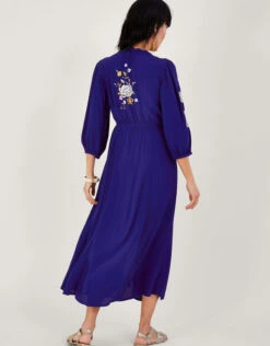 MONSOON Olla Floral Embroidered Tea Dress In Sustainable Viscose Blue -Amour Fashion 24 64043902 3