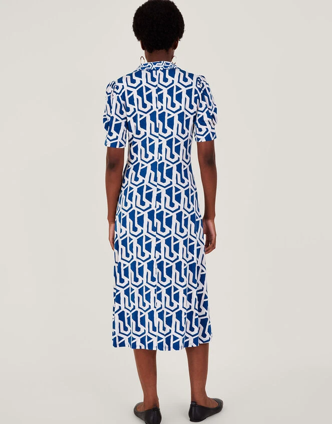MONSOON Rizzoli Geometric Print Shirt Dress Blue 5 MONSOON Rizzoli Geometric Print Shirt Dress Blue - Image 3