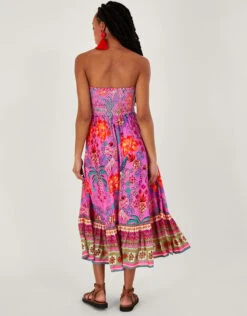 MONSOON Bandeau Palm Print Dress In LENZING™ ECOVERO™ Pink -Amour Fashion 24 64178210 3