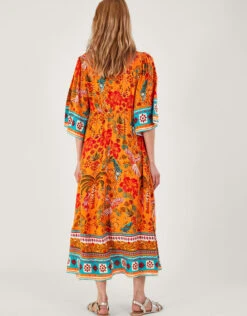 MONSOON Palm Print Dress In LENZING™ ECOVERO™ Orange -Amour Fashion 24 64178515 3