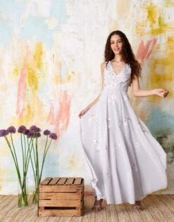 MONSOON Addison Floral Embroidered Maxi Dress Blue -Amour Fashion 24 95060802 6