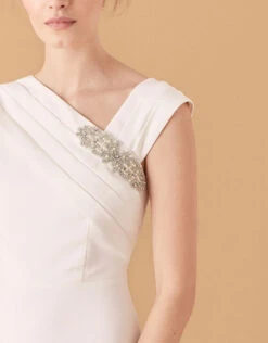 MONSOON Tess Embellished Brooch Bridal Dress Ivory -Amour Fashion 24 95191846 3
