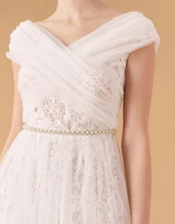 MONSOON Laurie Lace And Tulle Bardot Bridal Dress Ivory -Amour Fashion 25 14998646 5