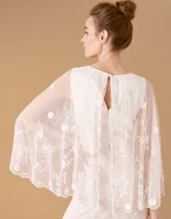 MONSOON Zoey Floral Cape Bridal Dress Ivory -Amour Fashion 25 14999046 5