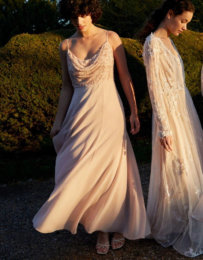 MONSOON Campbell Cowl Neck Maxi Dress In Recycled Polyester Pink 6 MONSOON Campbell Cowl Neck Maxi Dress In Recycled Polyester Pink - Image 4