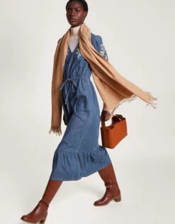 MONSOON Embroidered Denim Midi V-Neck Dress Blue -Amour Fashion 25 54005839 4