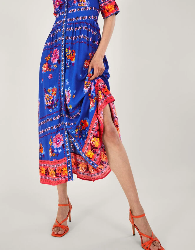 MONSOON Scarf Print Dress In LENZING™ ECOVERO™ Blue 6 MONSOON Scarf Print Dress In LENZING™ ECOVERO™ Blue - Image 4