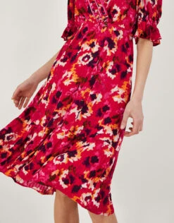 MONSOON Braided Neckline Print Midi Dress In LENZING™ ECOVERO™ Red -Amour Fashion 25 54033209 4