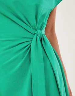 MONSOON Short Sleeve Side Knot Midi Jersey Dress With Sustainable Cotton Green -Amour Fashion 25 54069707 4