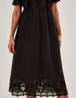 MONSOON Jersey Crochet Trim Midi Dress Black -Amour Fashion 25 54072201 4